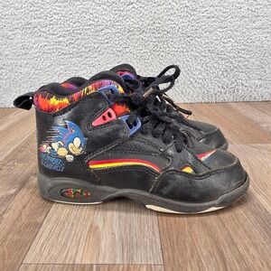Vintage Sonic The Hedgehog Sega Kids Mid Top Sneakers Shoes 90s Black‎ Retro
